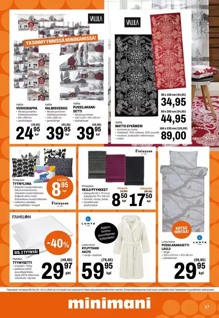 Minimani Yhtiöt Oy voimassa alkaen 20. marraskuuta - 4. joulukuuta 2024 - Tarjouslehti sivu 17