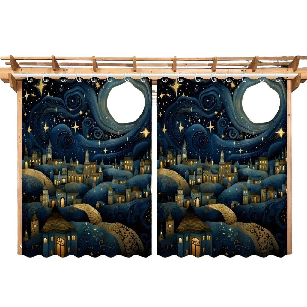 Tähtitaivas Kuvio Vedenpitävä Polyesteri Verhosarja Pickify, 2 PC-180X180cm/71*71in