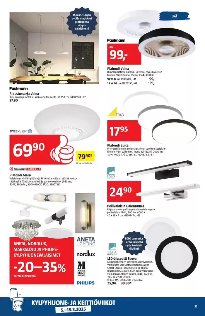 Bauhaus tarjoukset voimassa alkaen 6. maaliskuuta - 18. maaliskuuta 2025 - Tarjouslehti sivu 22