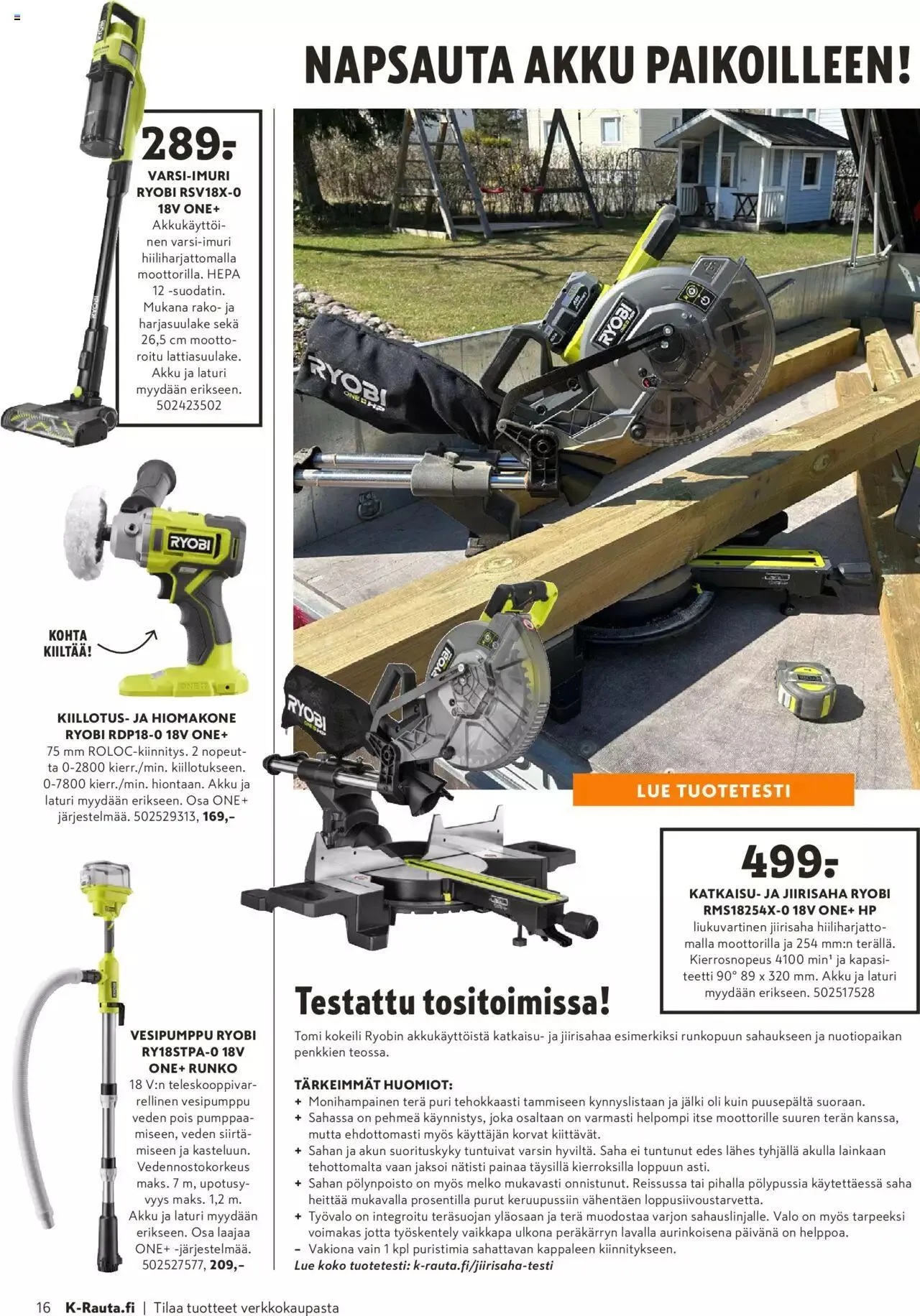 K-Rauta tarjoukset - Pakissa voimassa alkaen 1. elokuuta - 30. syyskuuta 2023 - Tarjouslehti sivu 16