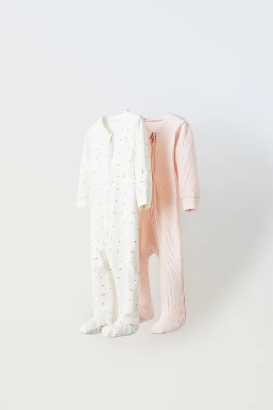 0-1 YEAR/ PACK OF TWO SLEEPSUITS WITH FLOWERS