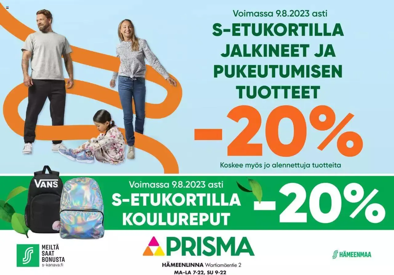 Prisma tarjoukset - Hämeenlinna voimassa alkaen 7. elokuuta - 9. elokuuta 2023 - Tarjouslehti sivu 1
