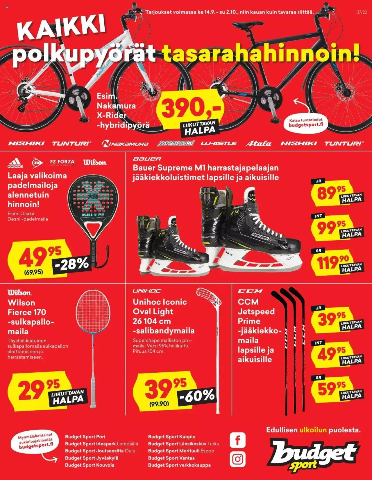 Budget Sport tarjoukset voimassa alkaen 14. syyskuuta - 2. lokakuuta 2023 - Tarjouslehti sivu 8