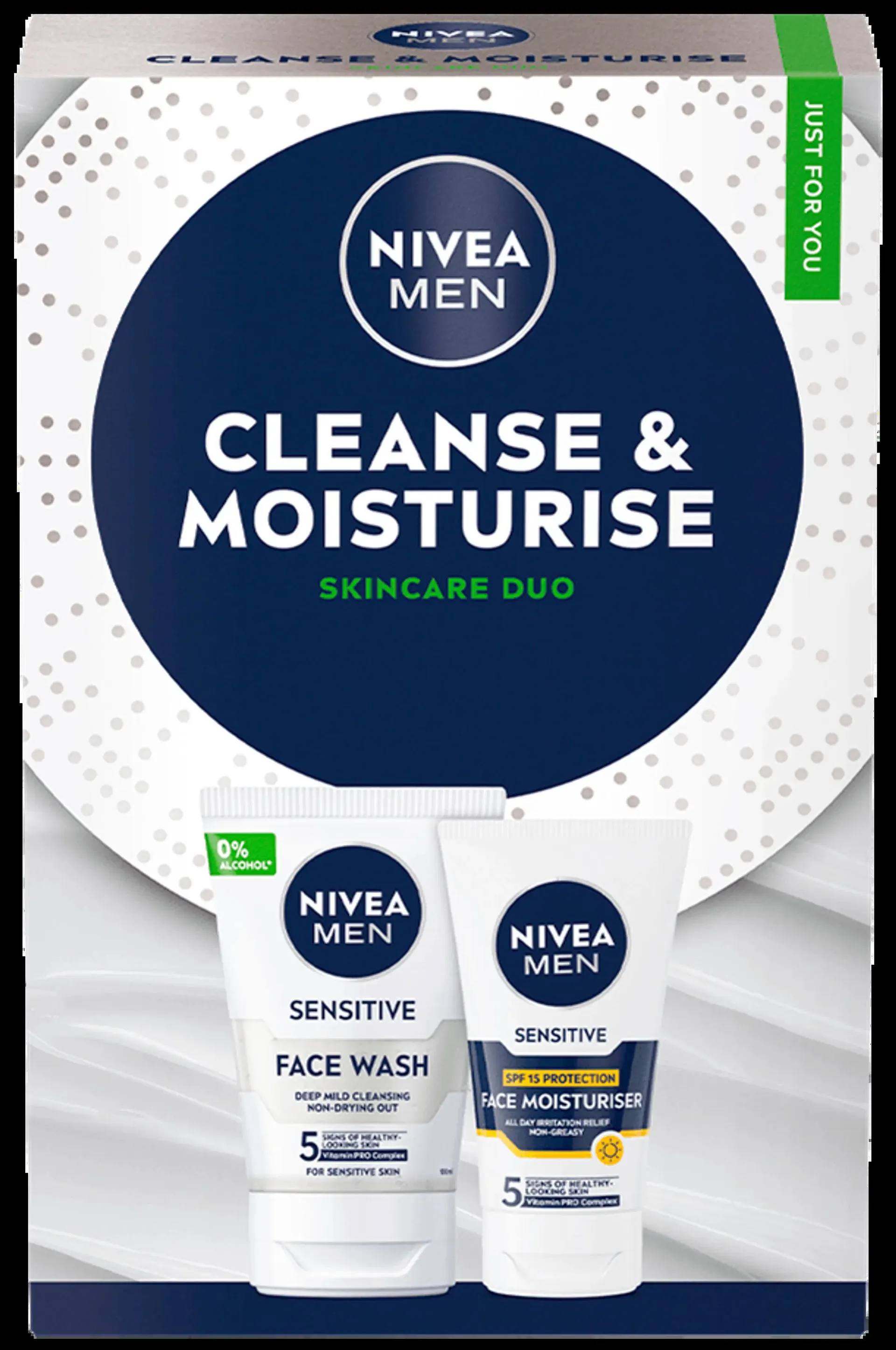 NIVEA MEN Cleanse & Moisturise lahjapakkaus 2025 sis. 2 tuotetta