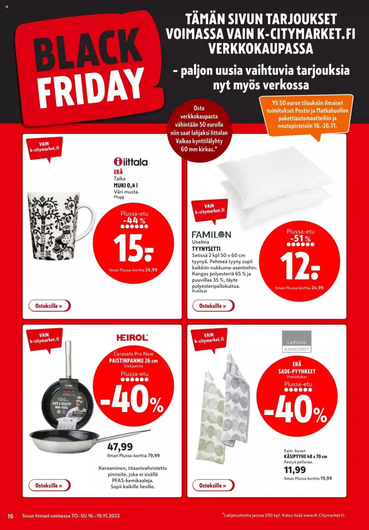 K-Citymarket - Black Friday voimassa alkaen 15. marraskuuta - 3. joulukuuta 2023 - Tarjouslehti sivu 16