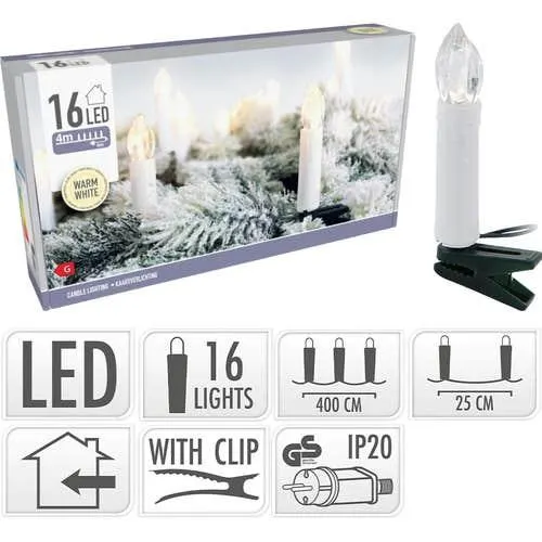 Kuusenkynttilävalosarja 16 LED lämminvalkoinen