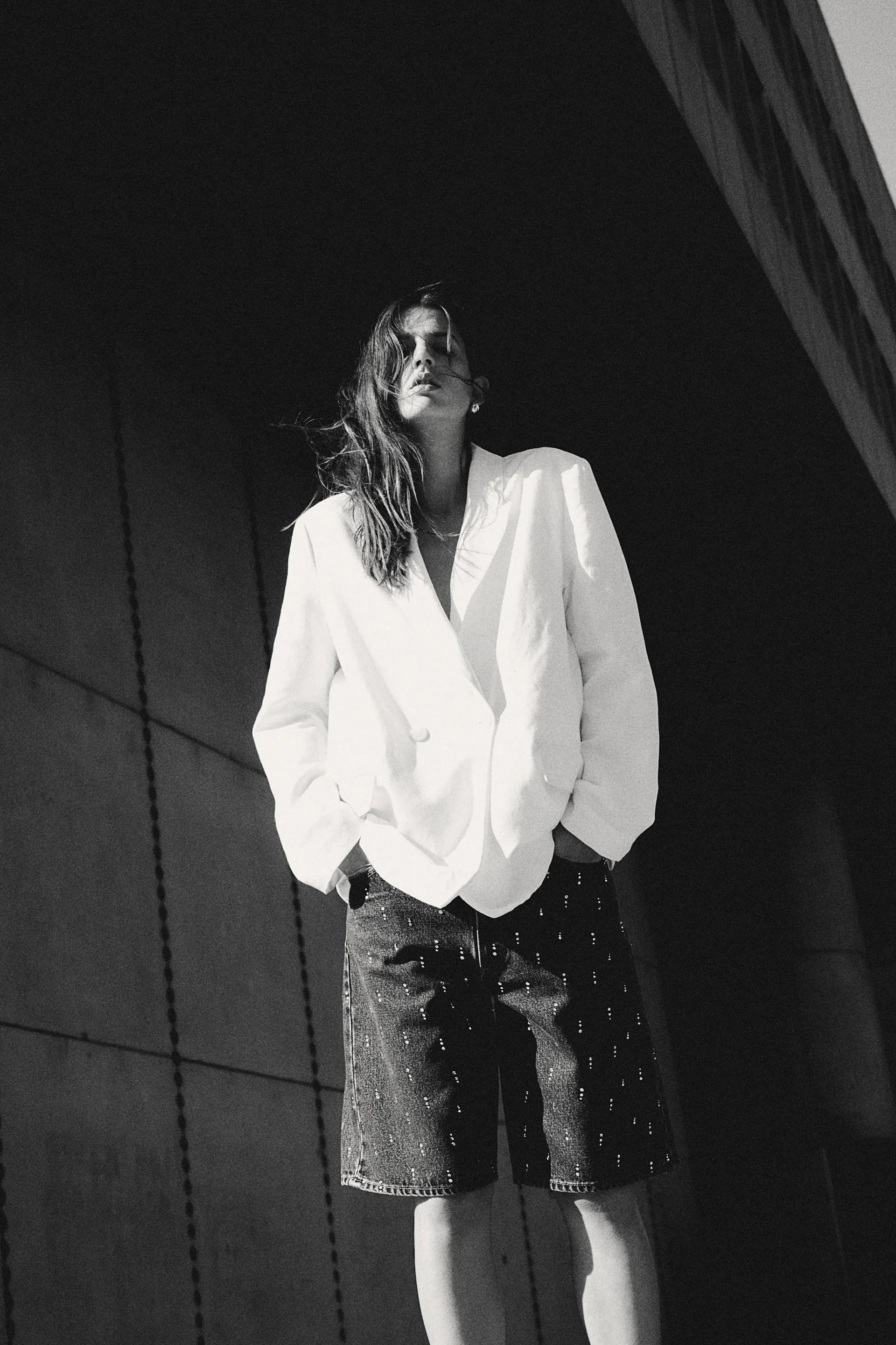 Strassikoristeiset farkkushortsit