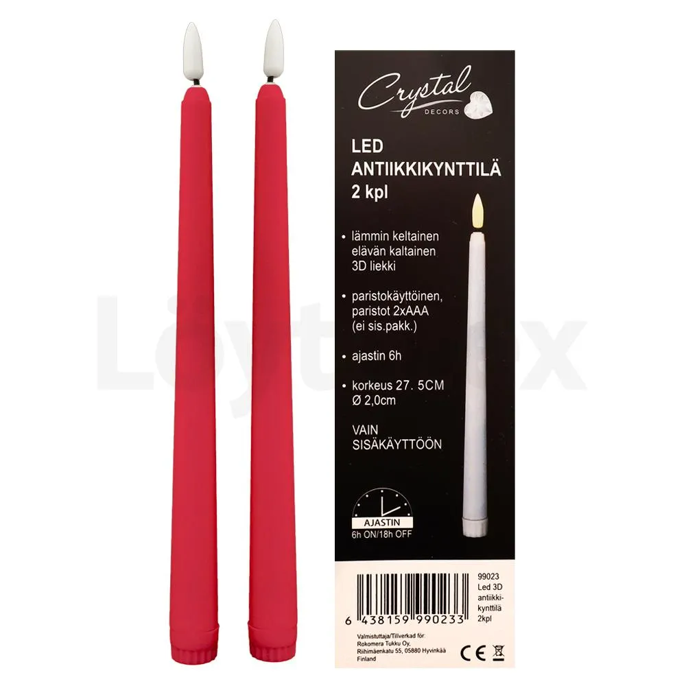 Antiikkikynttilä 3D 28cm/2kpl punainen
