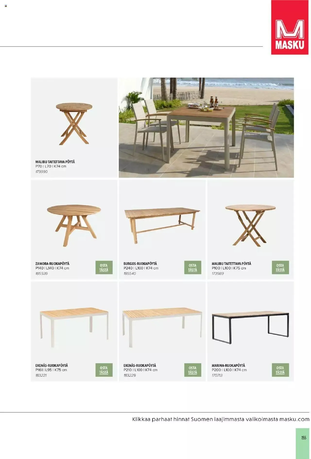 Masku - Kesäkalustekuvasto 2023 voimassa alkaen 10. huhtikuuta - 31. joulukuuta 2023 - Tarjouslehti sivu 155