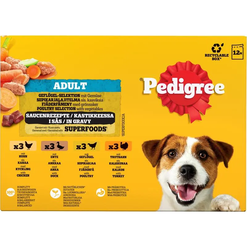 Koiranruoka Pedigree 12 x 100 g siipikarjalajitelma kastikkeessa