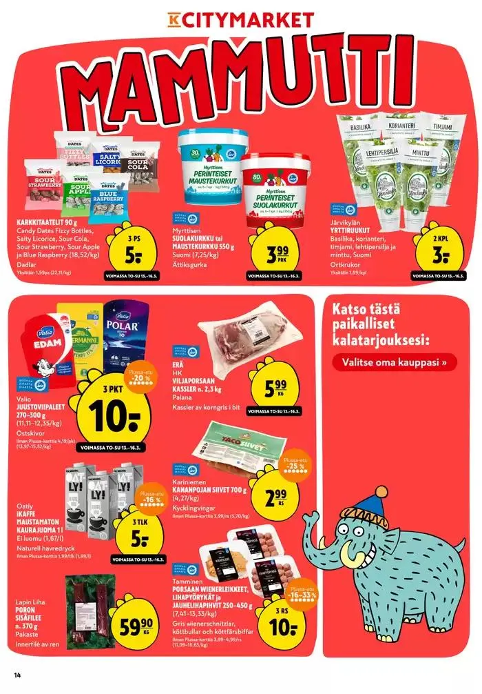 K-citymarket tarjoukset voimassa alkaen 13. maaliskuuta - 23. maaliskuuta 2025 - Tarjouslehti sivu 14