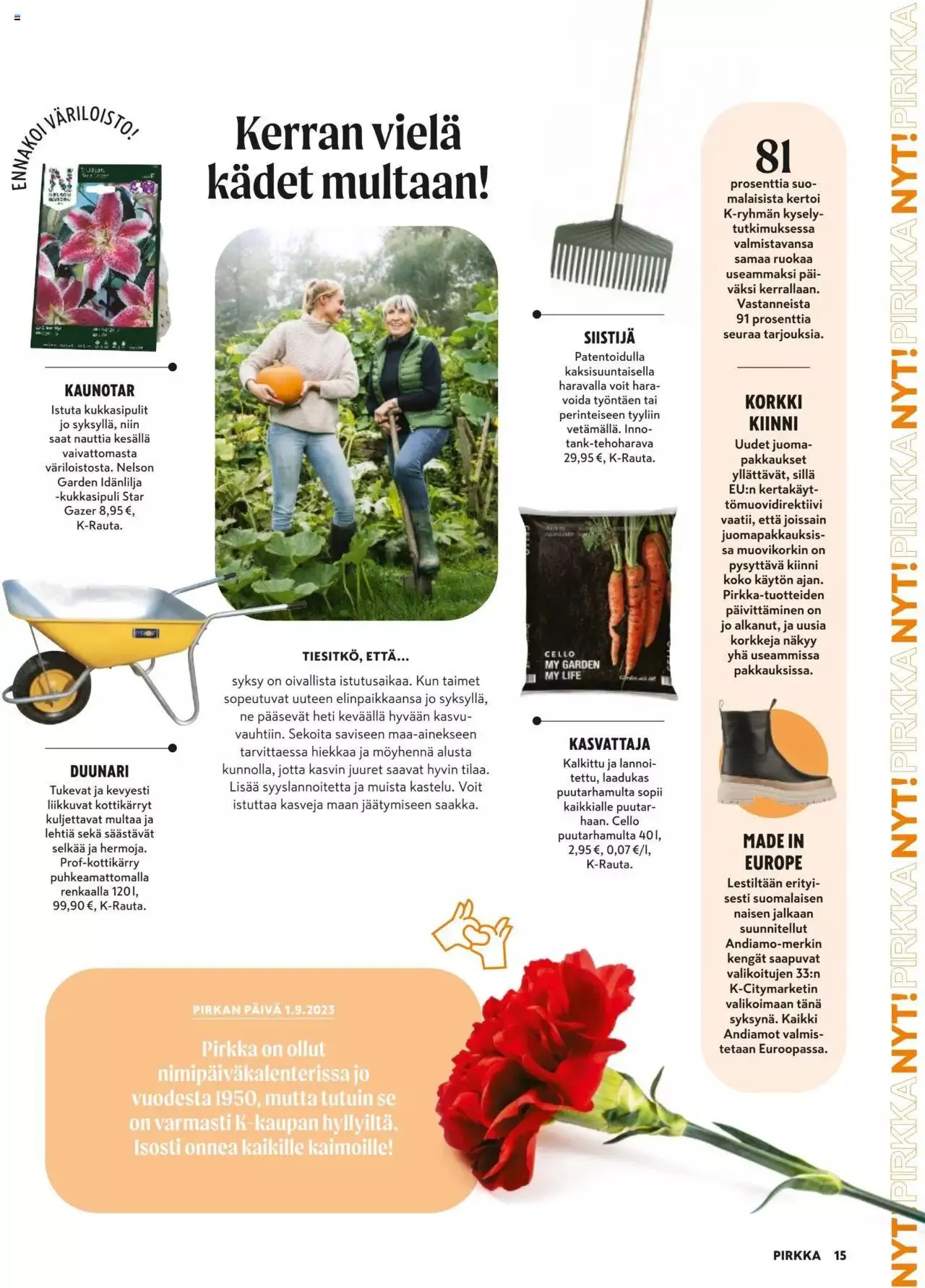 K-Market tarjoukset Pirkka 9/2023 voimassa alkaen 30. elokuuta - 3. lokakuuta 2023 - Tarjouslehti sivu 15