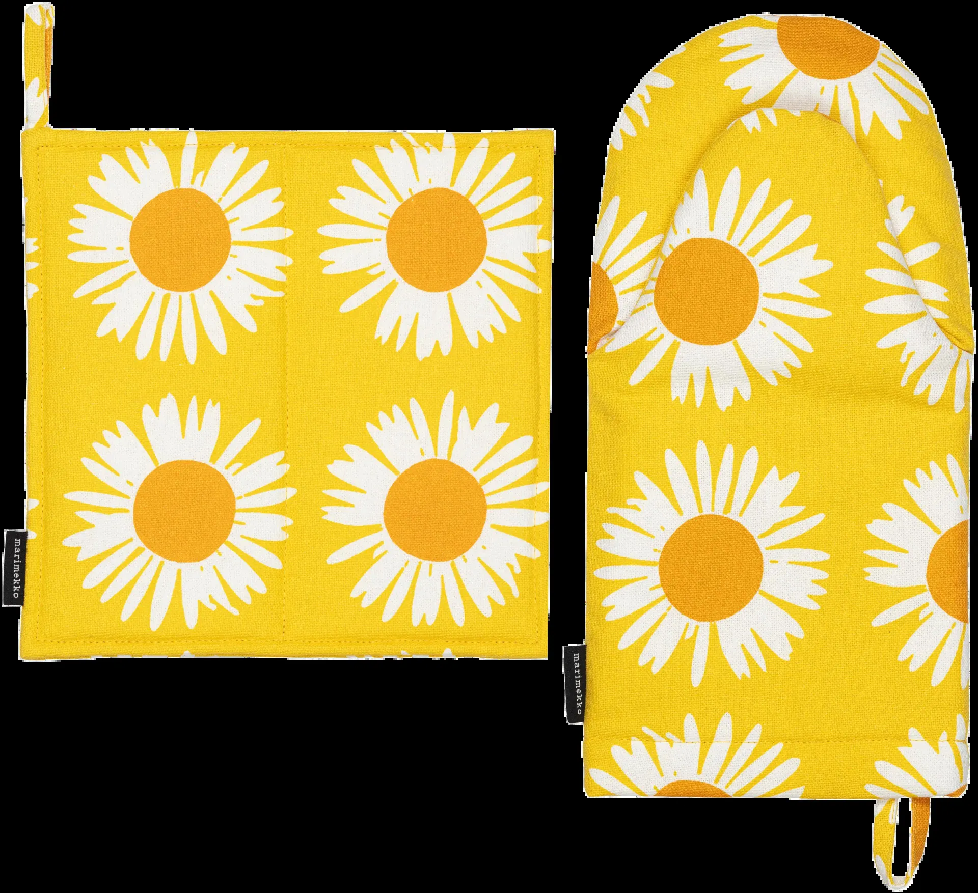 Marimekko Auringonkukka uunikinnas ja pannulappu setti