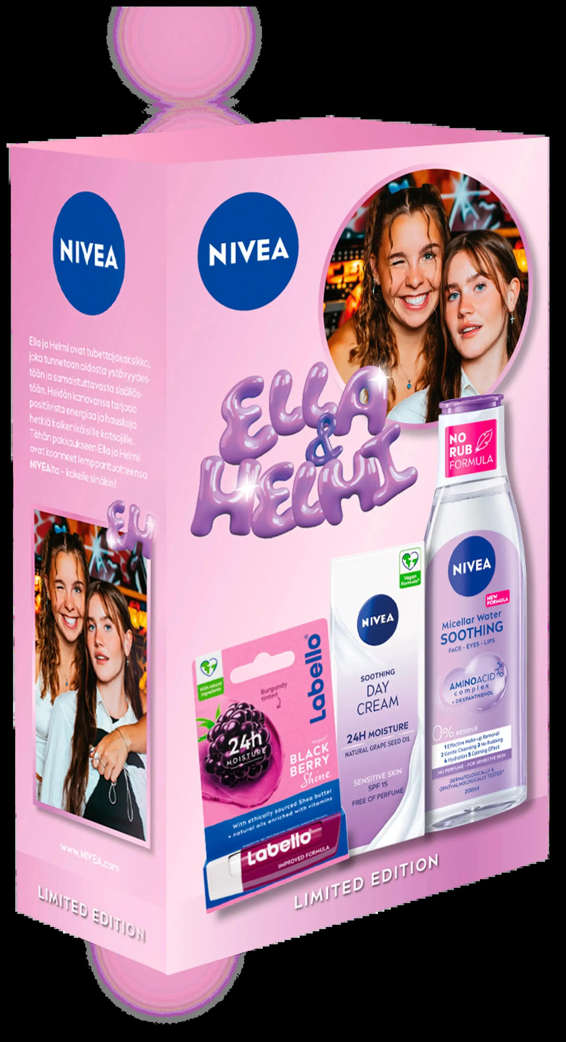 NIVEA Ella & Helmi lahjapakkaus 2025 sis. 3 tuotetta