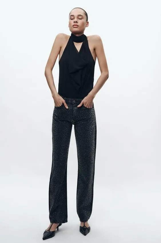 JEANS ZW COLLECTION RECTOS TIRO MEDIO BRILLOS