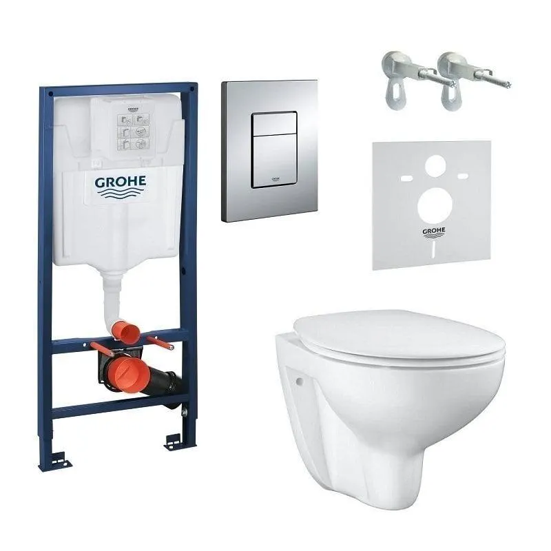 WC-setti Grohe Bau Ceramic Rimless 39586000: wc-istuimen runko + wc-istuin + hitaasti sulkeutuva kansi + nuppi