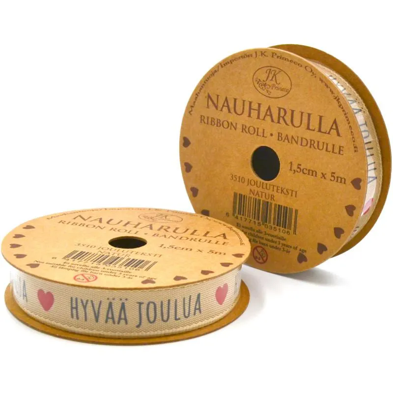 Nauharulla 1,5 cm x 5 m Jouluteksti