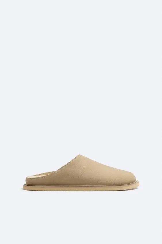 SPLIT SUEDE MULE SLIPPERS