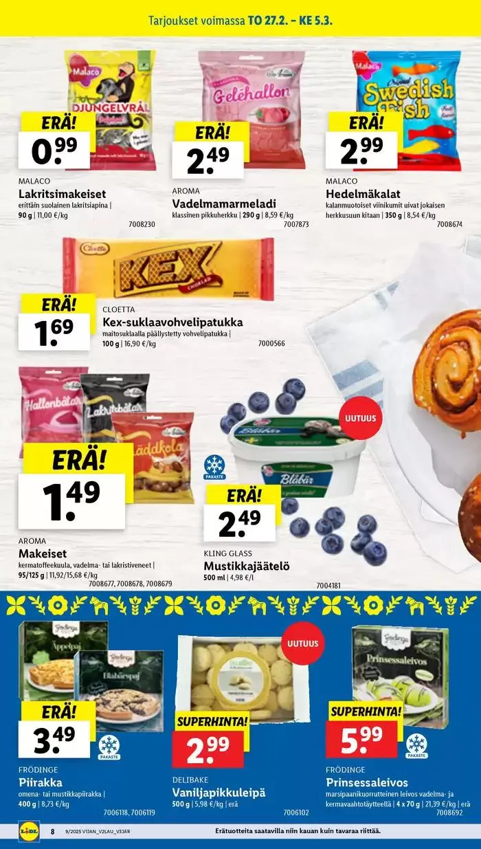 Mahtavia alennuksia valituista tuotteista voimassa alkaen 24. helmikuuta - 5. maaliskuuta 2025 - Tarjouslehti sivu 8