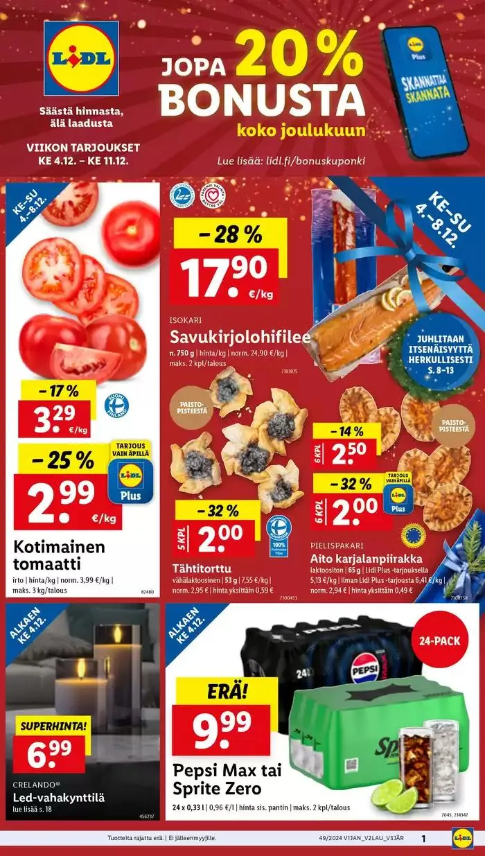Lidl tarjoukset voimassa alkaen 2. joulukuuta - 11. joulukuuta 2024 - Tarjouslehti sivu 1
