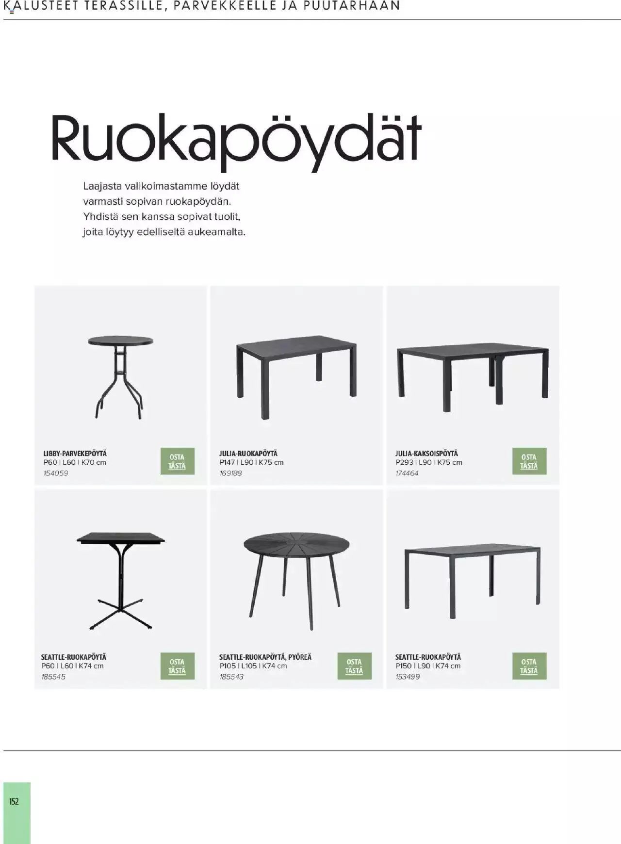 Masku - Kesäkalustekuvasto 2023 voimassa alkaen 10. huhtikuuta - 31. joulukuuta 2023 - Tarjouslehti sivu 152