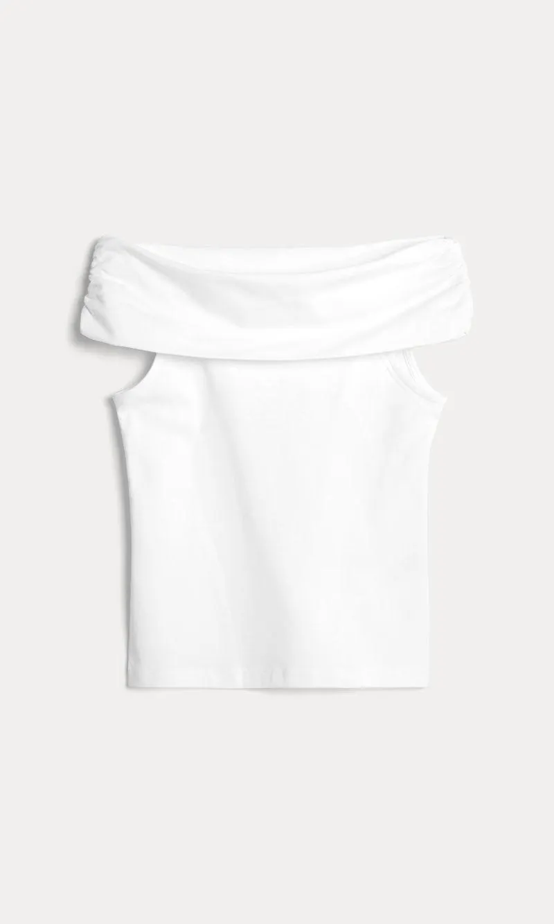 Off shoulder -toppi puuvillasekoitteesta