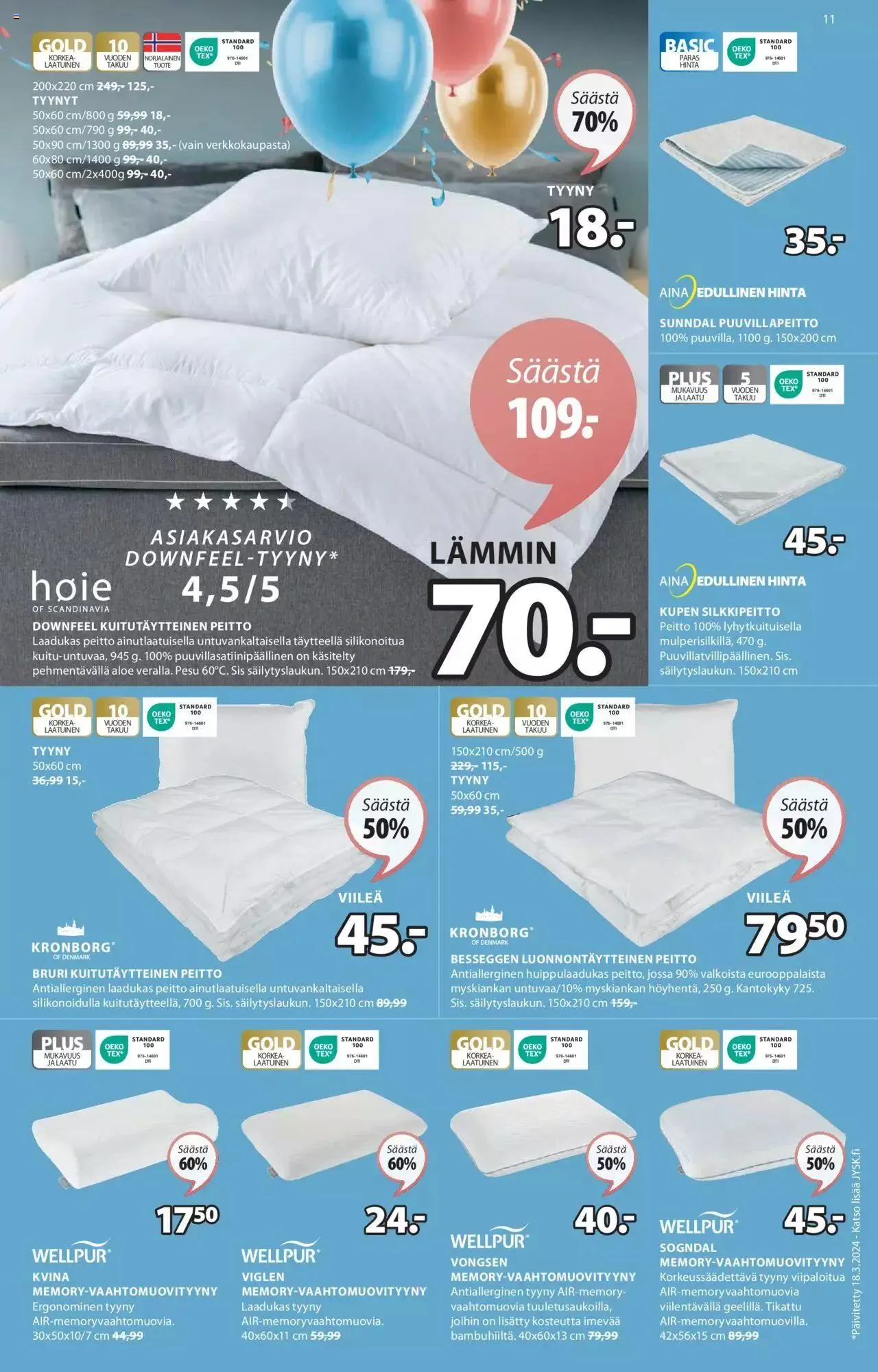 JYSK tarjoukset voimassa alkaen 15. huhtikuuta - 12. toukokuuta 2024 - Tarjouslehti sivu 11