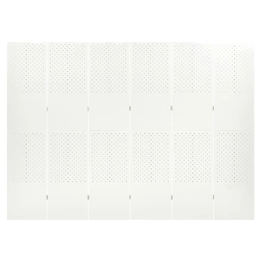 vidaXL 6-Paneelinen Tilanjakaja 240x180 cm valkoinen teräs, Balta