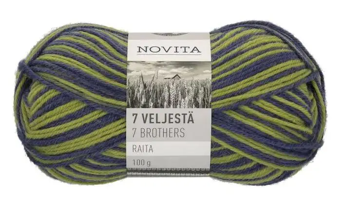 Novita 7 Veljestä lanka Raita 100 g 876 rannikko