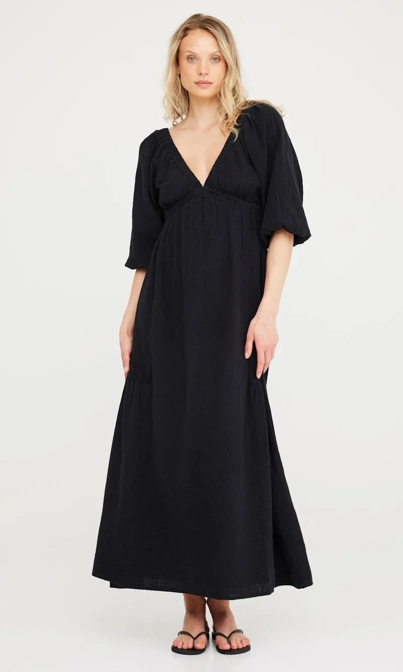 Maxikjole med lange ermer