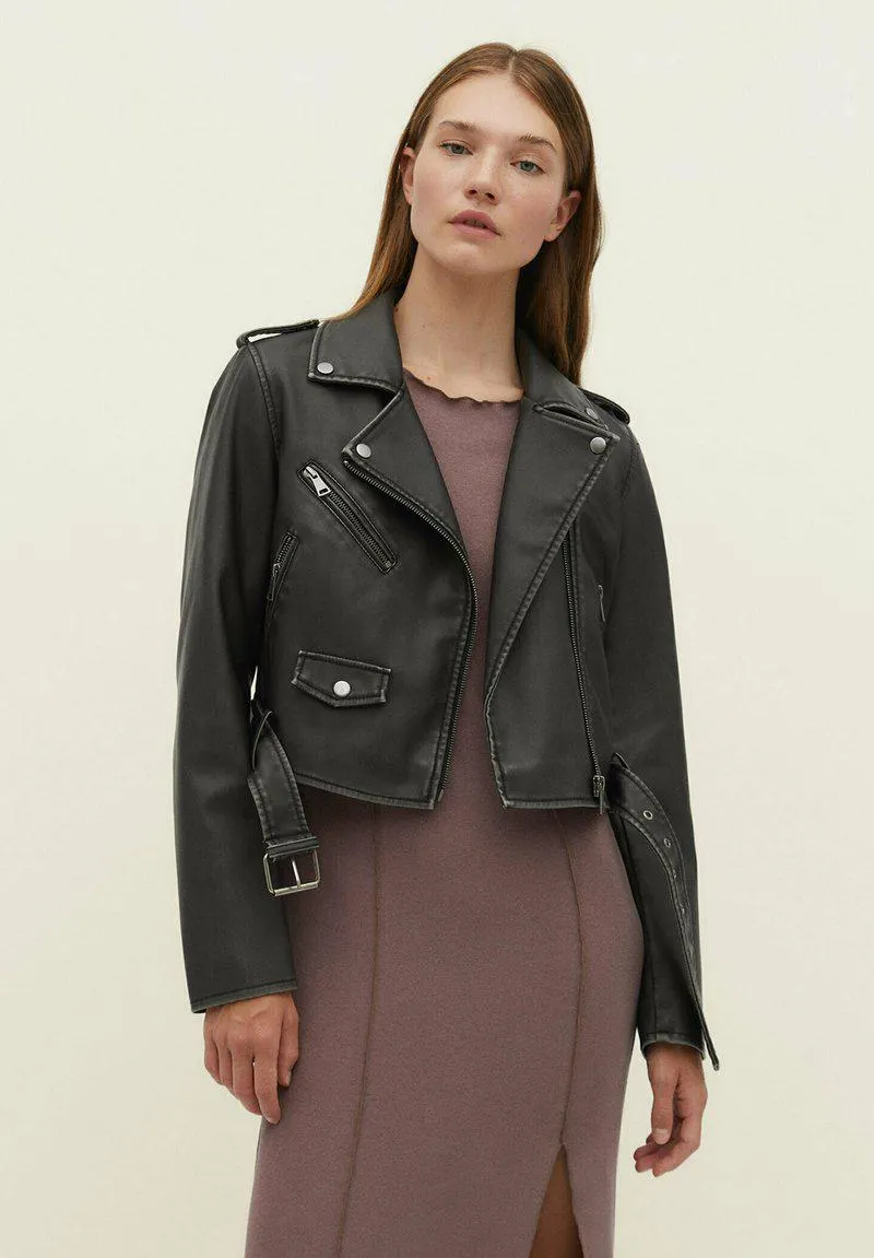 DISTRESSED BIKER - Keinonahkatakki