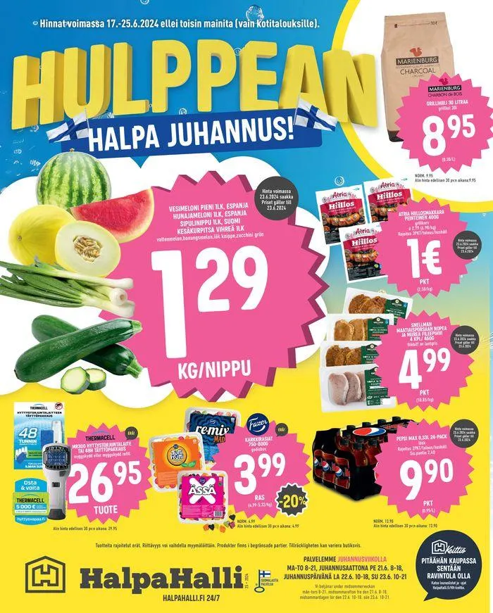 Halpa Juhannus! voimassa alkaen 18. kesäkuuta - 25. kesäkuuta 2024 - Tarjouslehti sivu 1