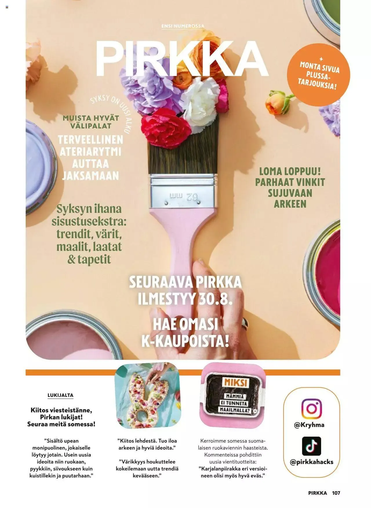 K-Market tarjoukset Pirkka 6–8/2023 voimassa alkaen 7. kesäkuuta - 29. elokuuta 2023 - Tarjouslehti sivu 107