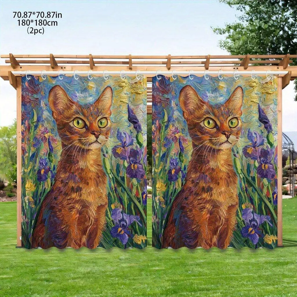 Vedenkestävä Ovikangas Kissakuviolla Pickify, 2 PC-180X180cm/71*71in