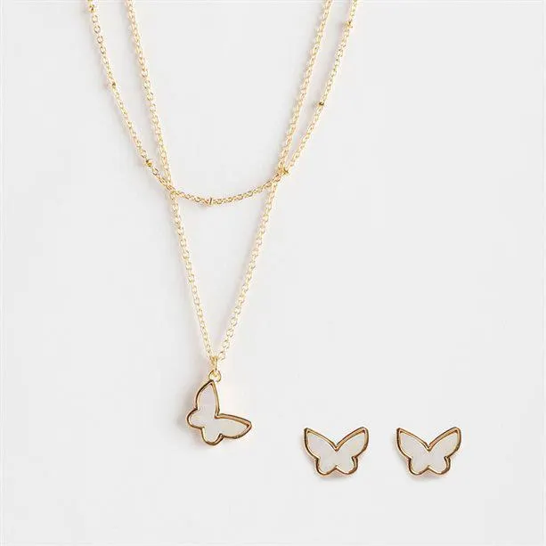 Set náhrdelníka a náušníc Iris - pozlátený