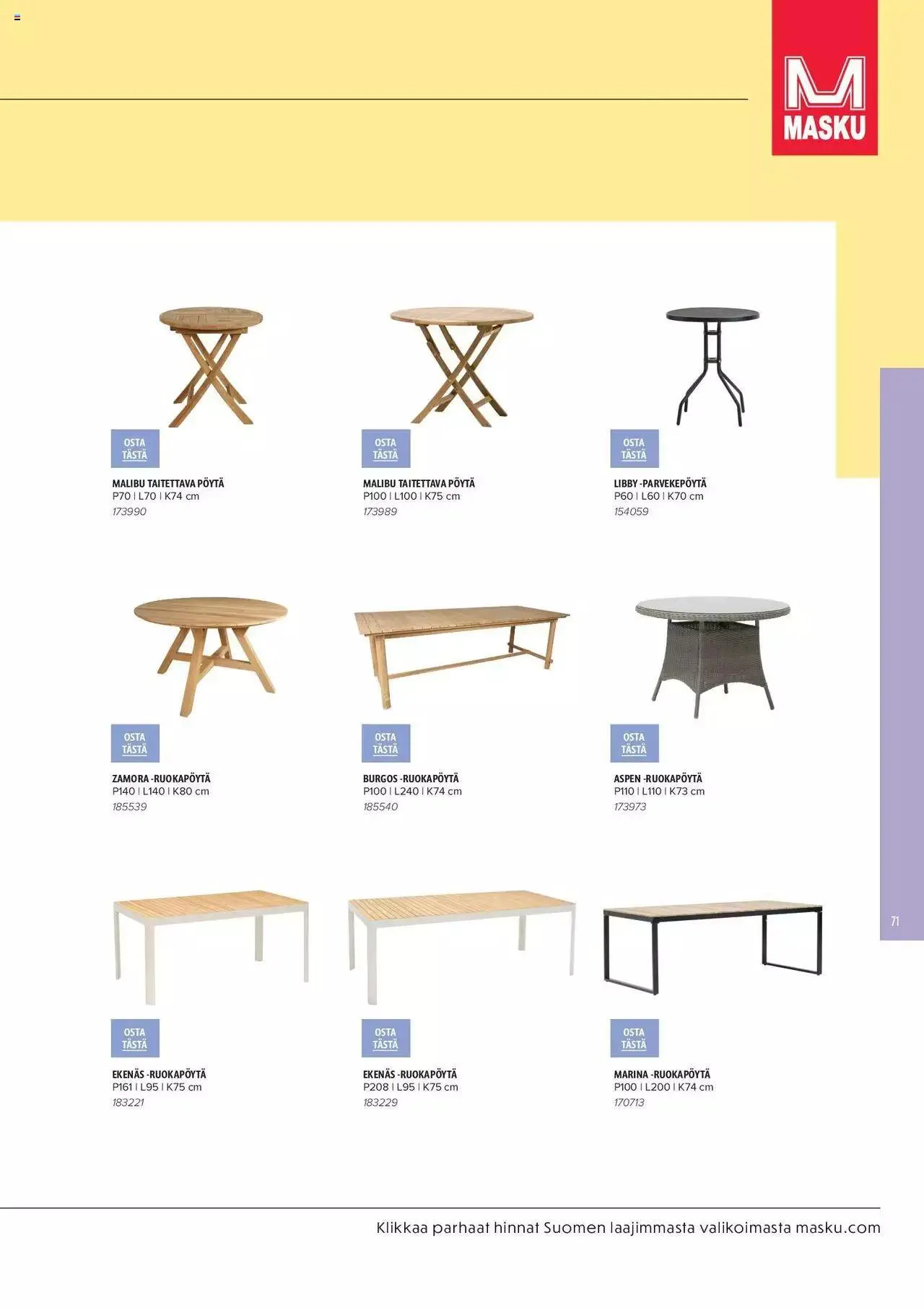 Masku tarjoukset - KESÄ 2024 voimassa alkaen 1. huhtikuuta - 31. joulukuuta 2024 - Tarjouslehti sivu 71