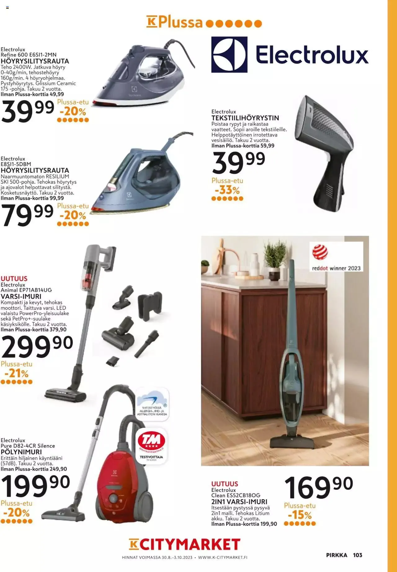 K-Market tarjoukset Pirkka 9/2023 voimassa alkaen 30. elokuuta - 3. lokakuuta 2023 - Tarjouslehti sivu 103