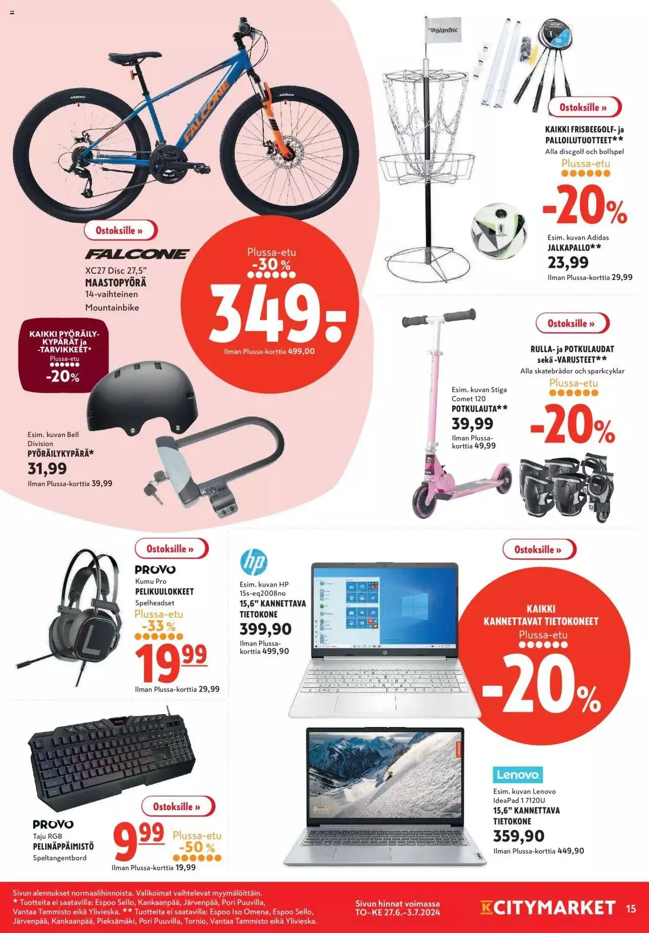K-Citymarket tarjoukset voimassa alkaen 27. kesäkuuta - 30. kesäkuuta 2024 - Tarjouslehti sivu 15