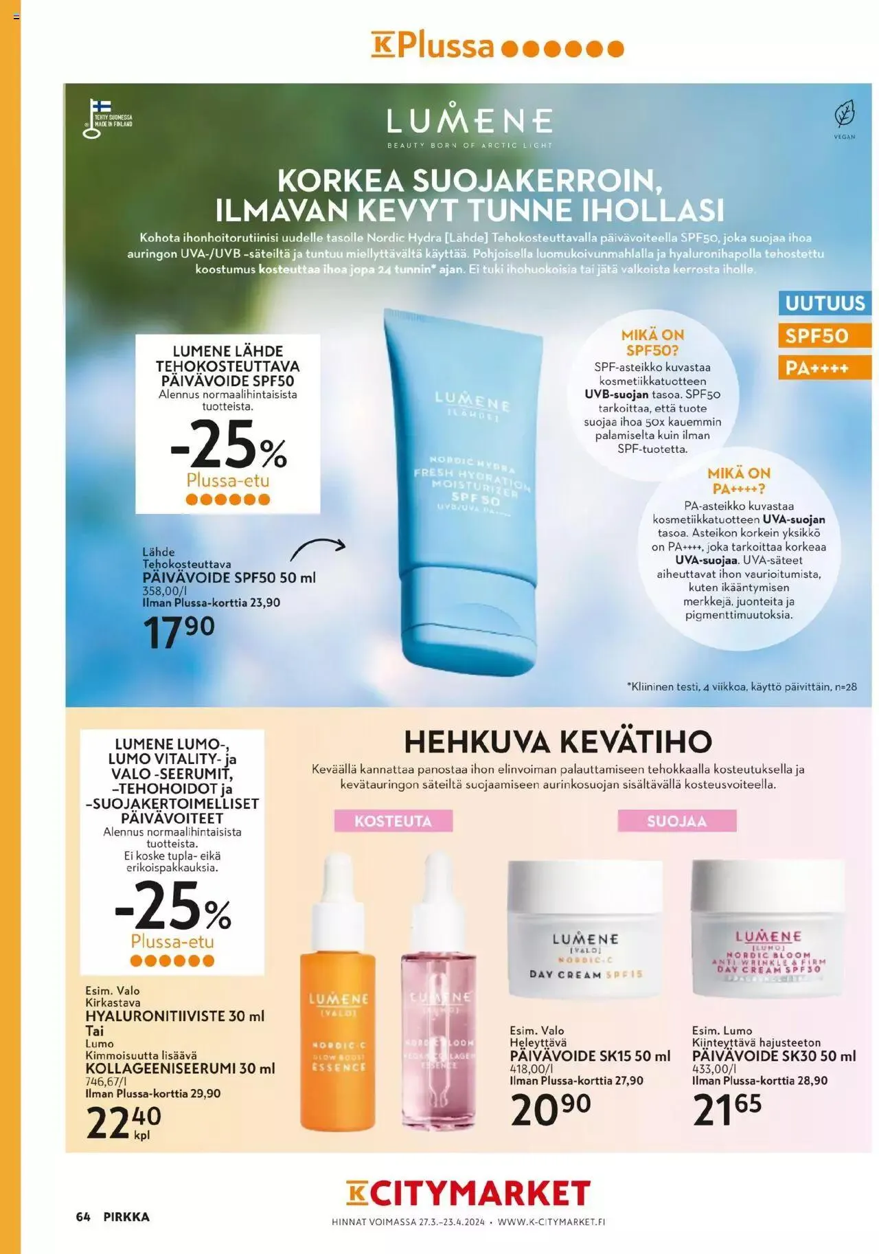 K-Market - Pirkka voimassa alkaen 27. maaliskuuta - 23. huhtikuuta 2024 - Tarjouslehti sivu 64