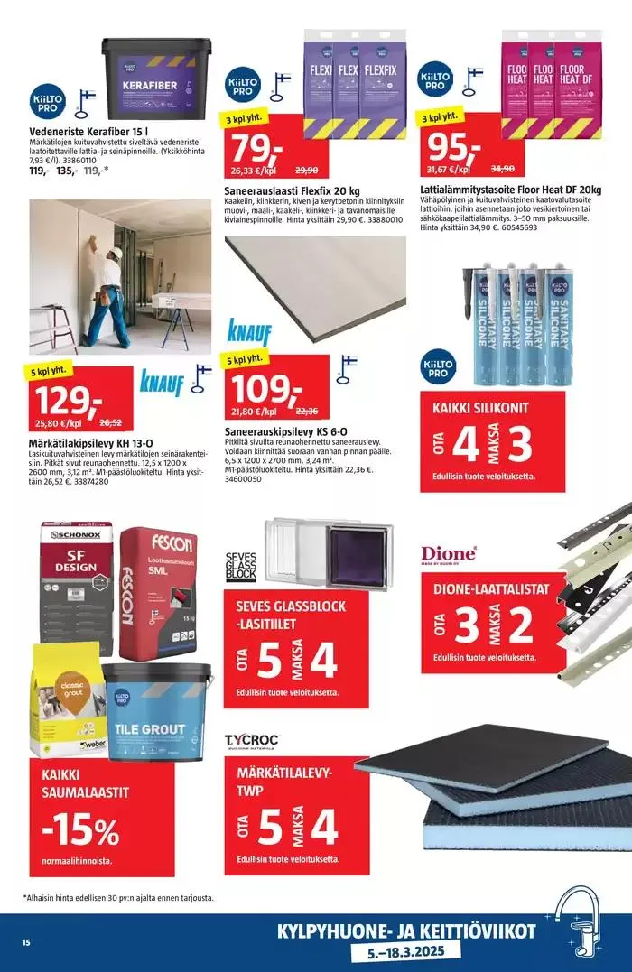 Bauhaus tarjoukset voimassa alkaen 6. maaliskuuta - 18. maaliskuuta 2025 - Tarjouslehti sivu 15