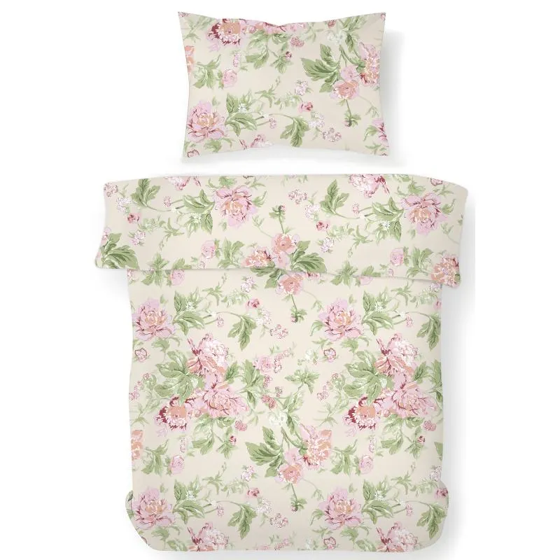 Pussilakanasetti Kotikulta 150 x 210 cm Rose Garden roosa