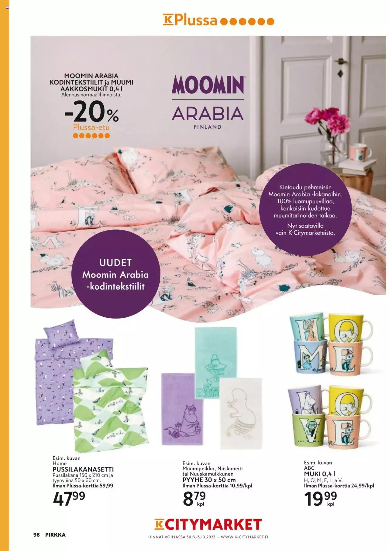 K-Market tarjoukset Pirkka 9/2023 voimassa alkaen 30. elokuuta - 3. lokakuuta 2023 - Tarjouslehti sivu 98
