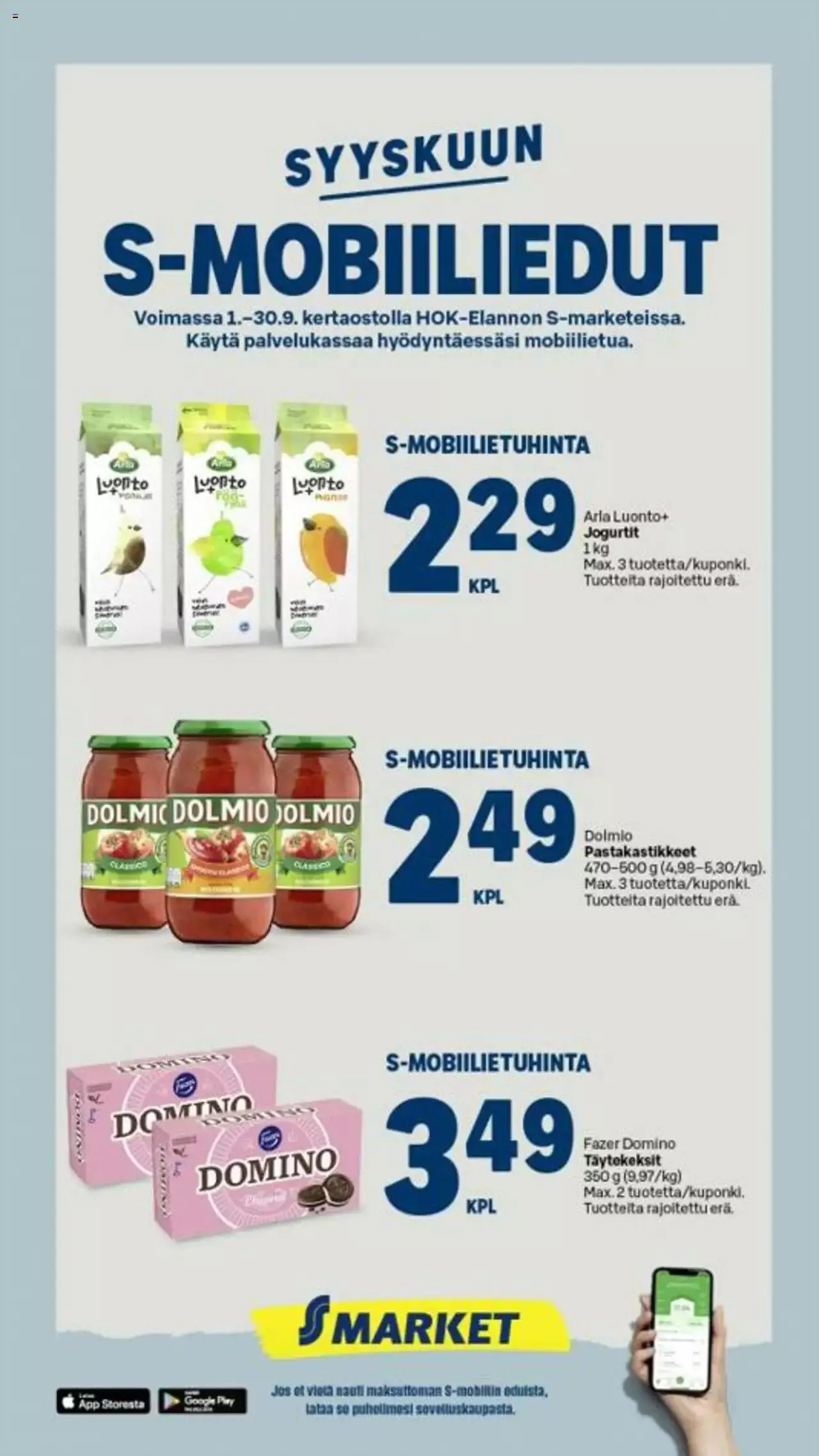 S-market S-Mobiiliedut voimassa alkaen 1. syyskuuta - 30. syyskuuta 2023 - Tarjouslehti sivu 1