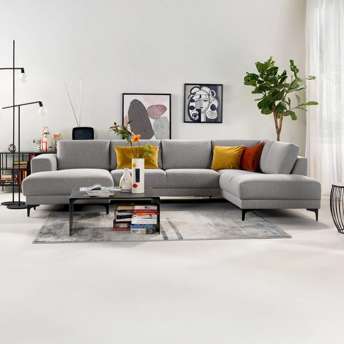 u-kulmasohva, oikea, Storm 97 harmaa