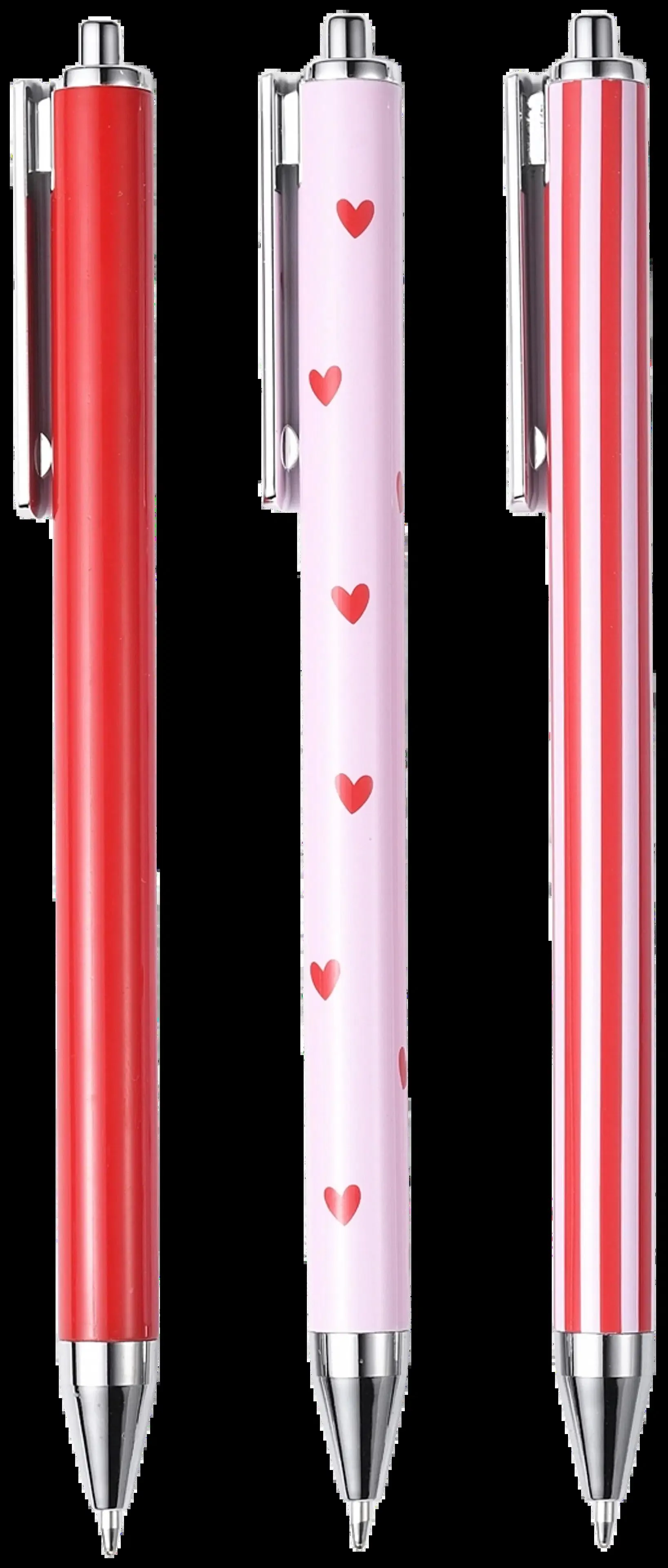 Åhléns Valentine kuulakärkikynäsetti 3 kpl pinkki