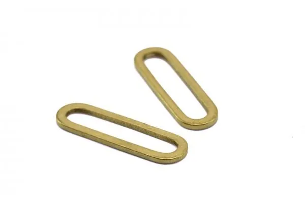 6 Connecteurs Forme Ovale en Laiton Brut - Dim. : 20 x 6 mm - Couleur Doré