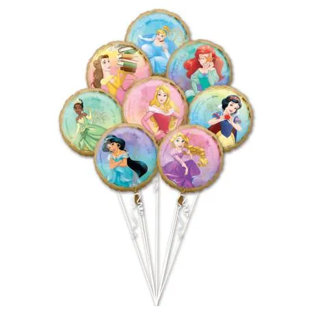 Bouquet 8 ballons aluminium Princesses Disney