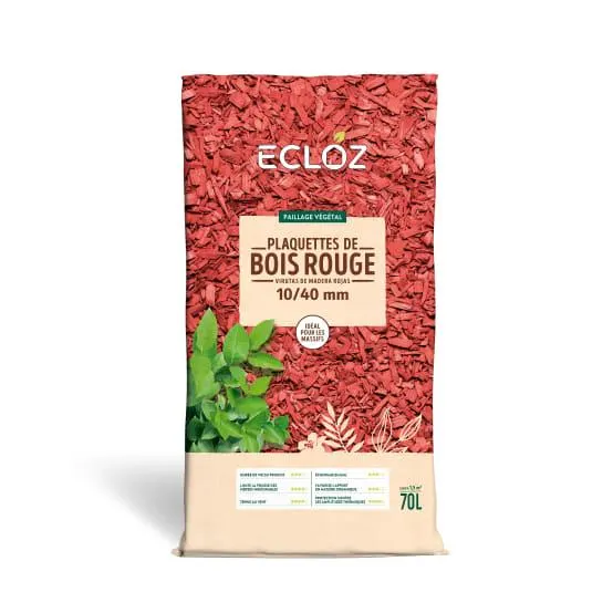 Plaquettes de bois rouges 70L - Calibre 10/40 mm - ECLOZ