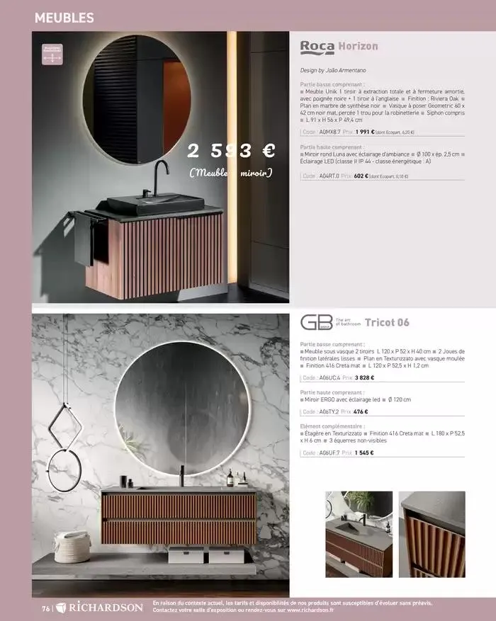 SALLE DE DE BAINS ET CARRELAGE 2025 du 11 avril au 31 décembre 2025 - Catalogue page 78