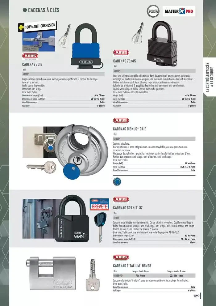 Guide Quincaillerie Serrurerie 2025 - 2026 du 1 avril au 1 avril 2026 - Catalogue page 131